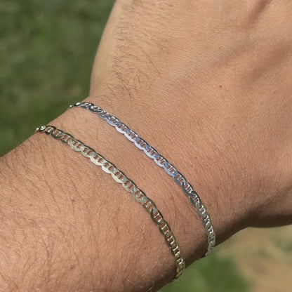 925 Sterling Silver 3mm Mariner Bracelet