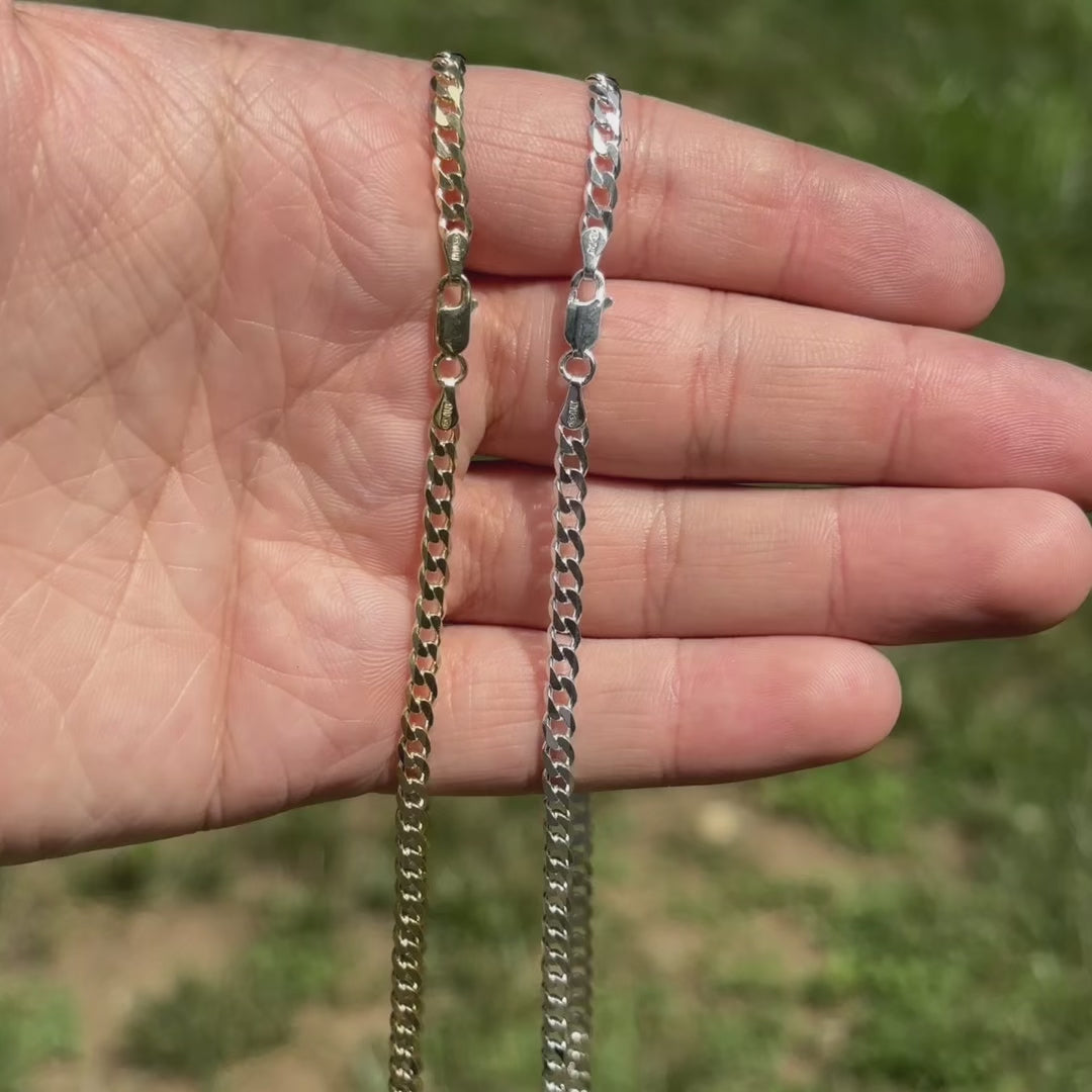 925 Sterling Silver 4mm Curb Chain Necklace