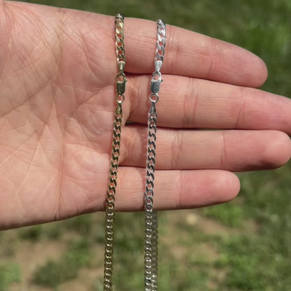 925 Sterling Silver 4mm Curb Chain Necklace