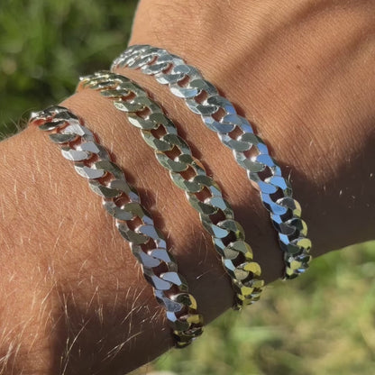 925 Sterling Silver 8mm Flat Curb Bracelet