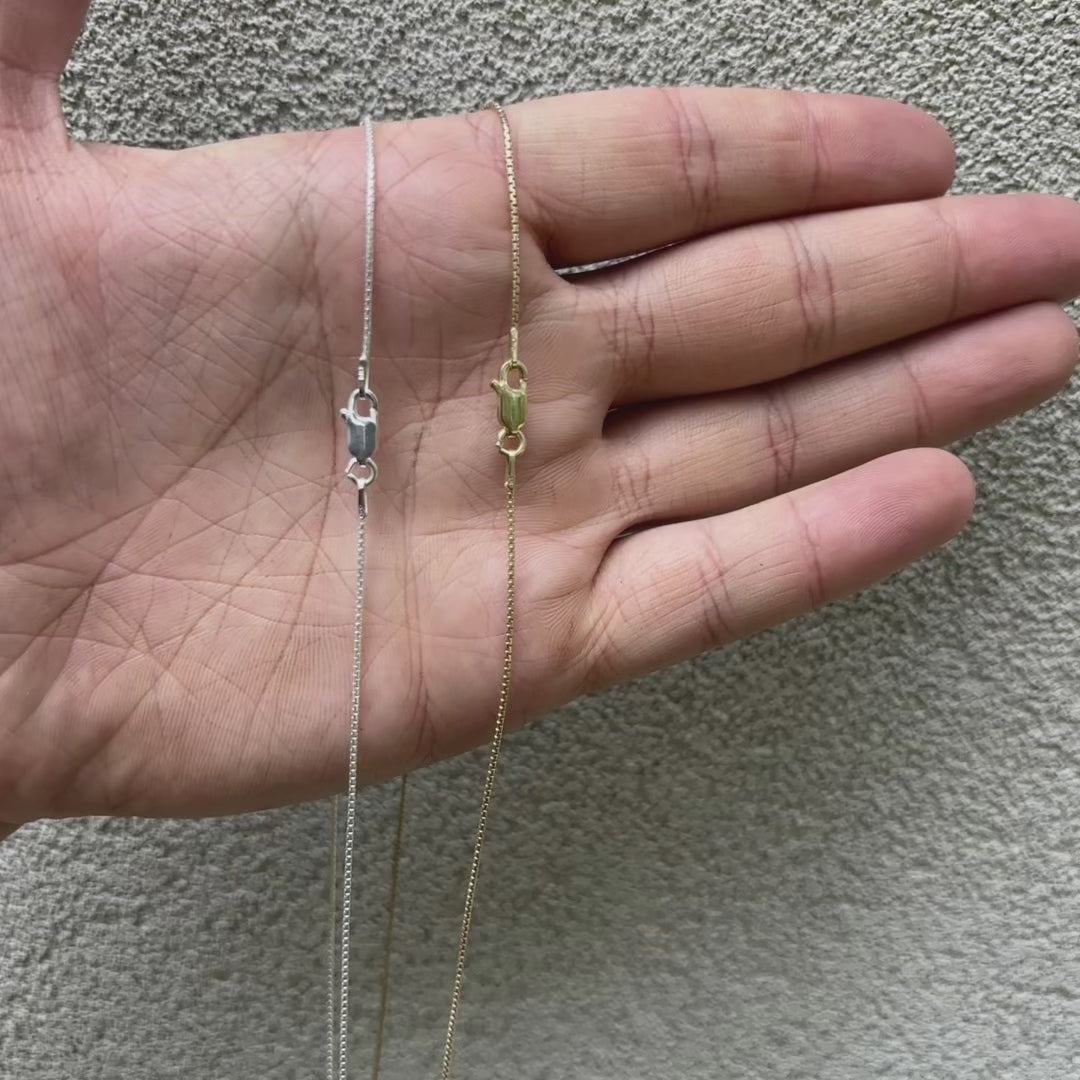 925 Sterling Silver 1mm Rounded Box Chain Necklace