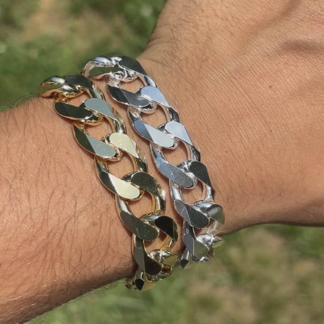 925 Sterling Silver 15mm Curb Bracelet