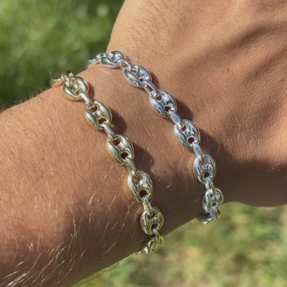 925 Sterling Silver 8mm Puffed Gucci Bracelet