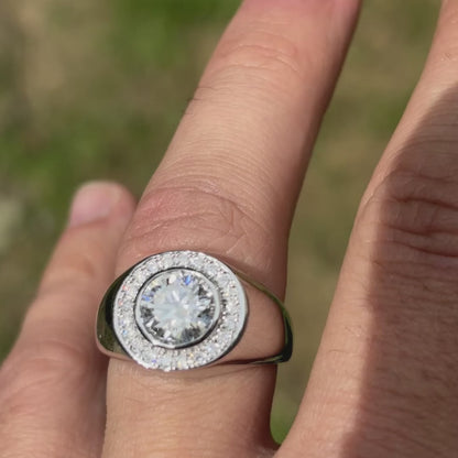 925 Sterling Silver Round Brilliant Cut Ring With Moissanite