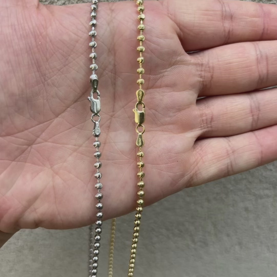 925 Sterling Silver 3mm Bead Chain Necklace