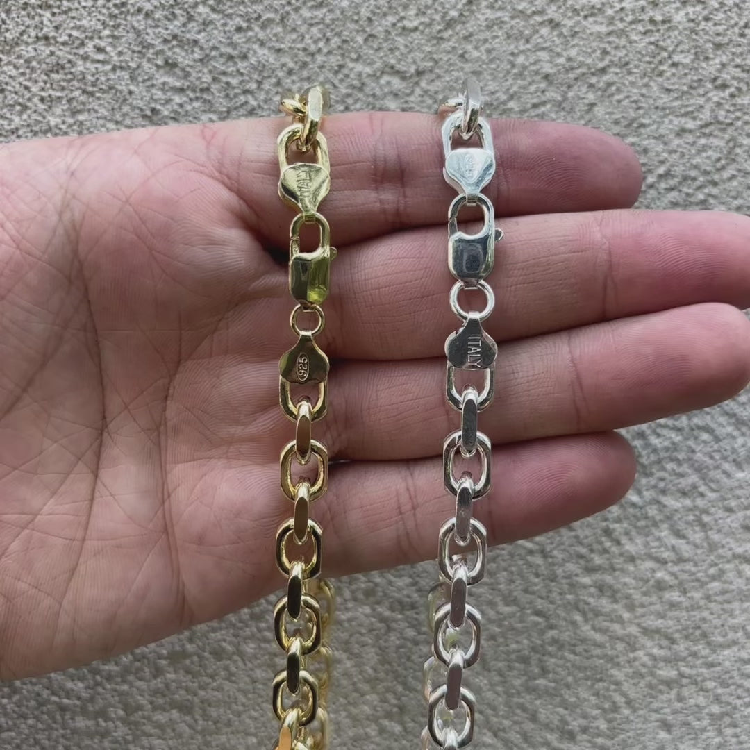 925 Sterling Silver 8mm Anchor Cable Chain Necklace