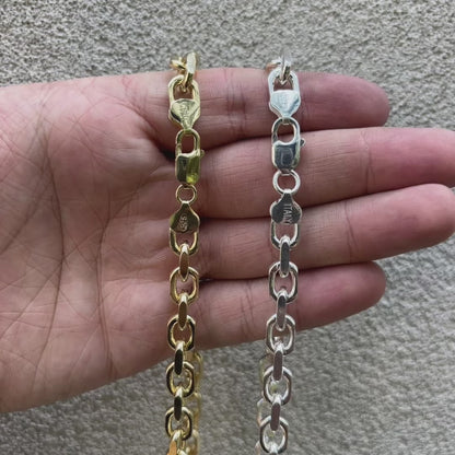 925 Sterling Silver 8mm Anchor Cable Chain Necklace