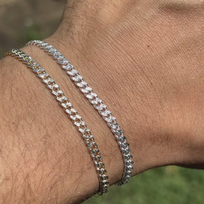 925 Sterling Silver 3mm Diamond Cut Miami Cuban Bracelet