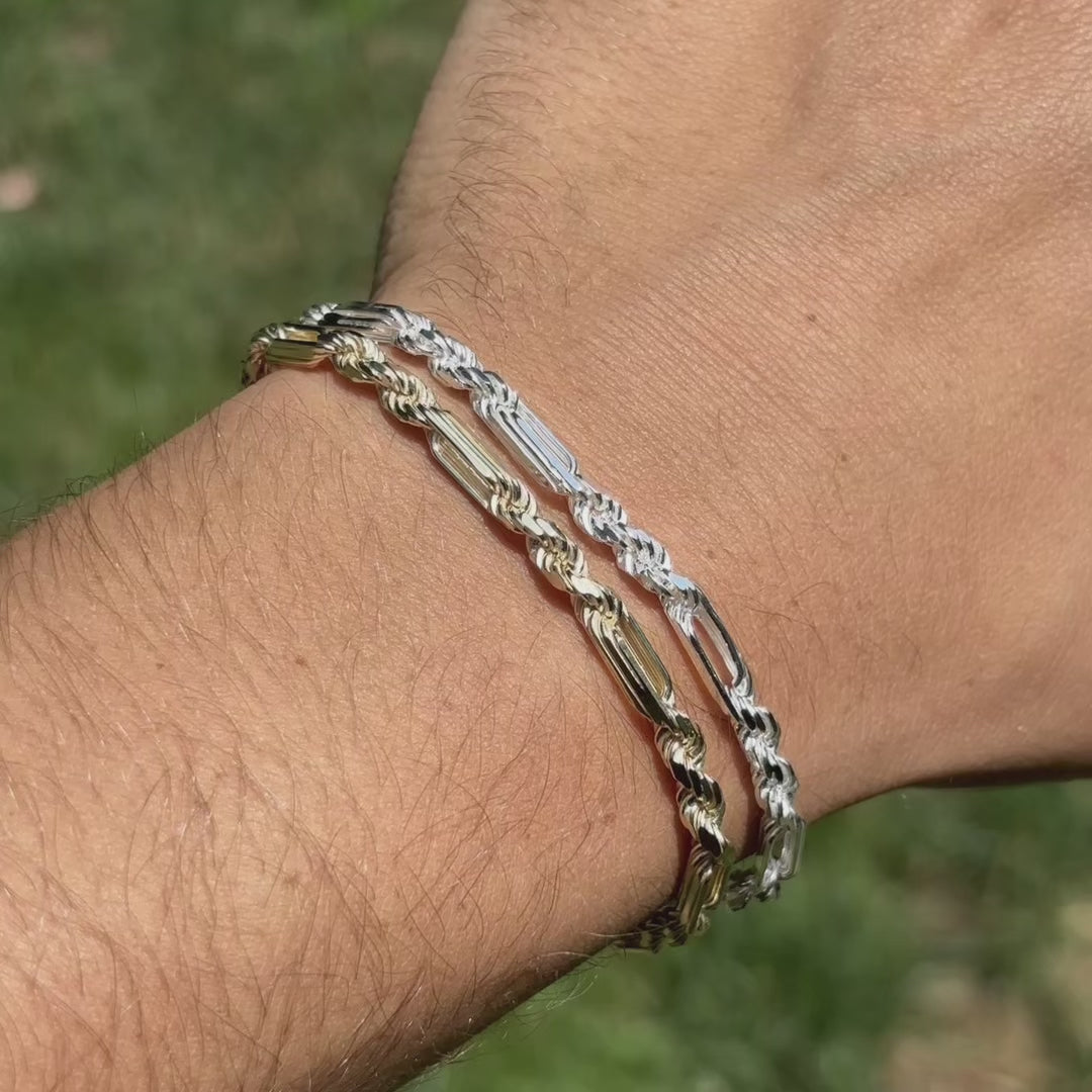 925 Sterling Silver 4mm Figarope Milano Bracelet