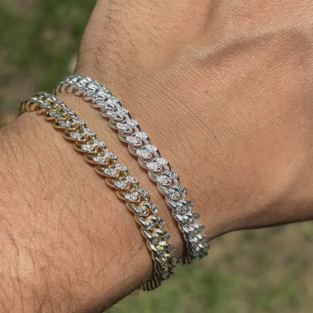 925 Sterling Silver 7mm Diamond Cut Miami Cuban Bracelet