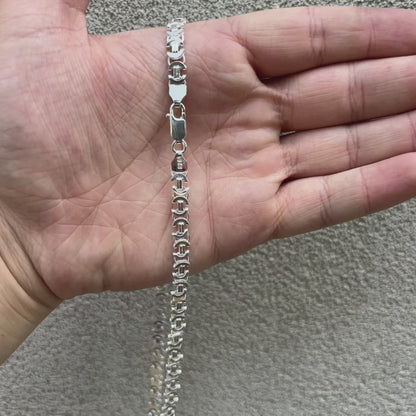 925 Sterling Silver 6mm Flat Byzantine Chain Necklace