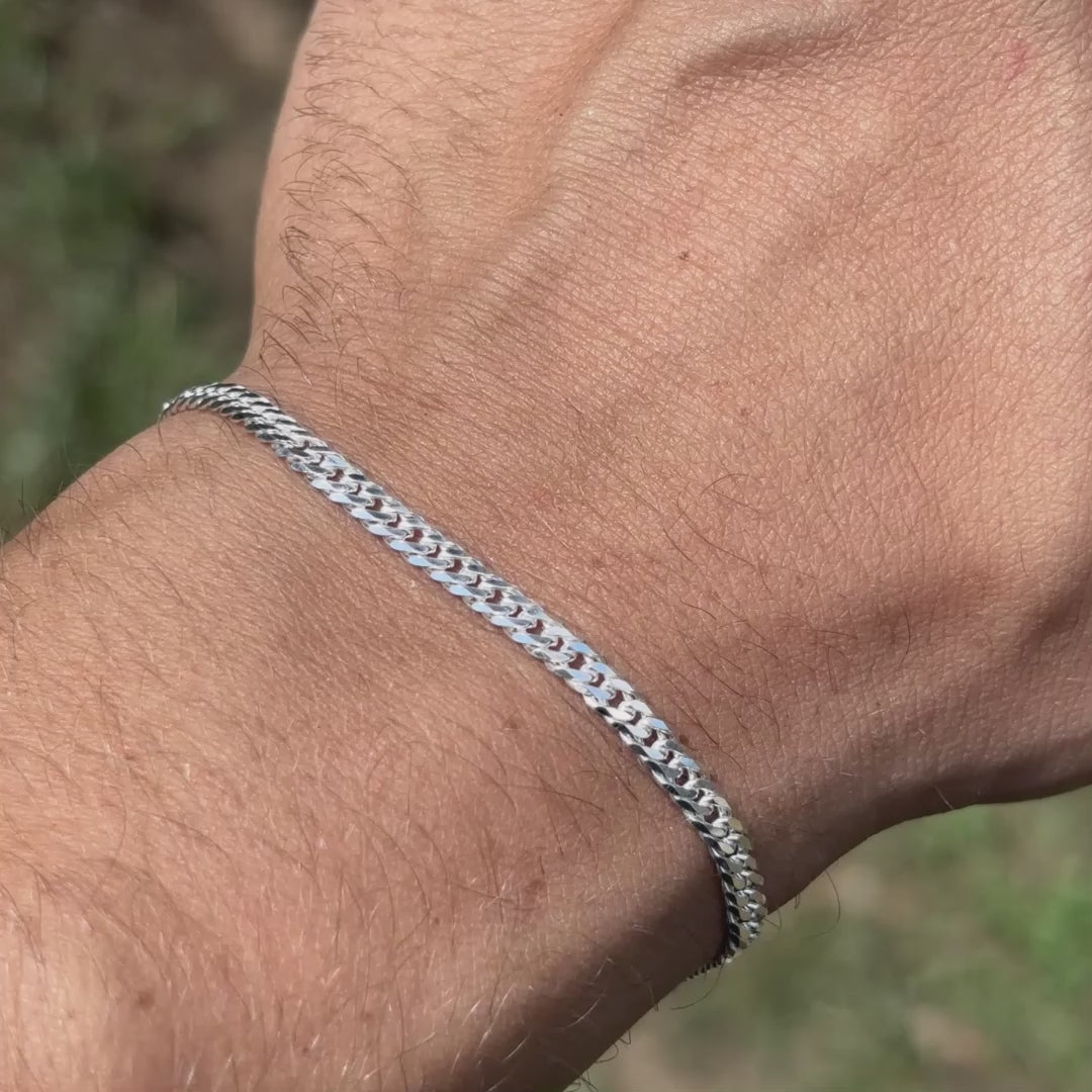 925 Sterling Silver 3.5mm Double Curb Bracelet