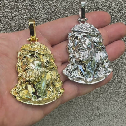 925 Sterling Silver Passion Of The Christ Jesus Piece Pendant - Large