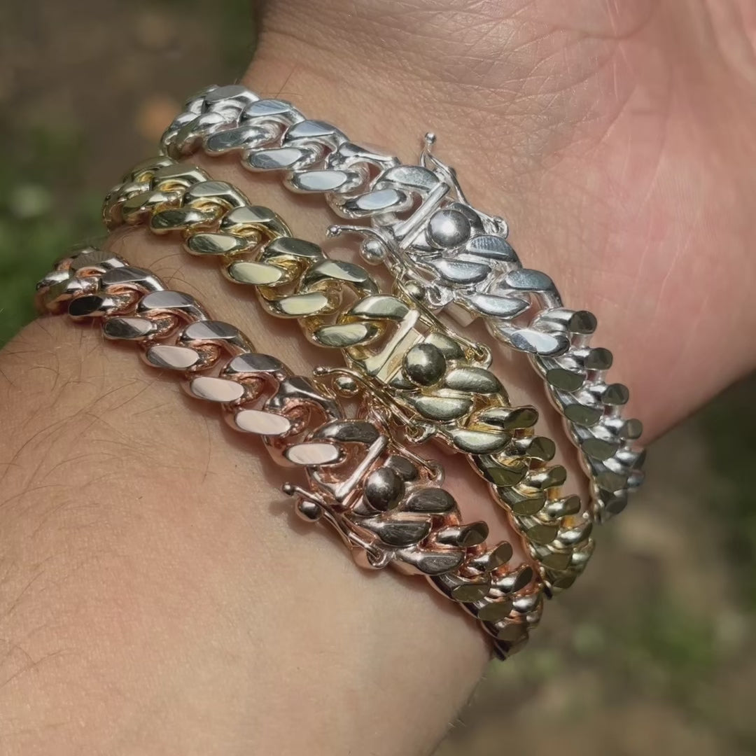 925 Sterling Silver 8mm Miami Cuban W. Box Clasp Bracelet