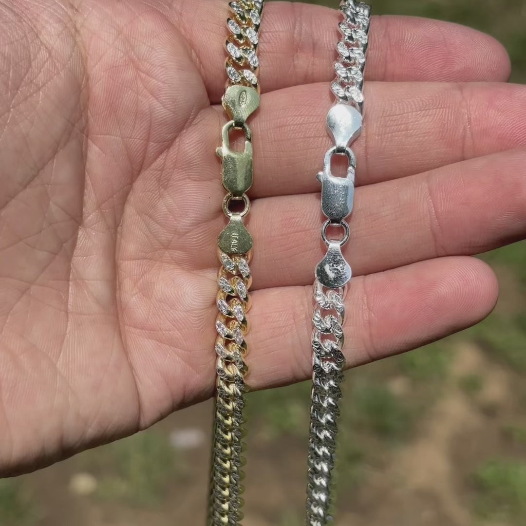 925 Sterling Silver 7mm Diamond Cut Miami Cuban Chain Necklace