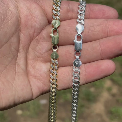 925 Sterling Silver 7mm Diamond Cut Miami Cuban Chain Necklace