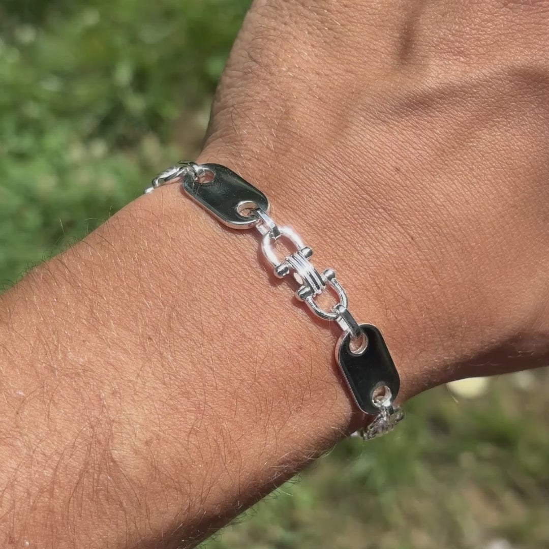 925 Sterling Silver 10mm Custom Ferragamo Link Bracelet