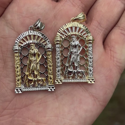 925 Sterling Silver St Lazarus Pendant With Moissanite