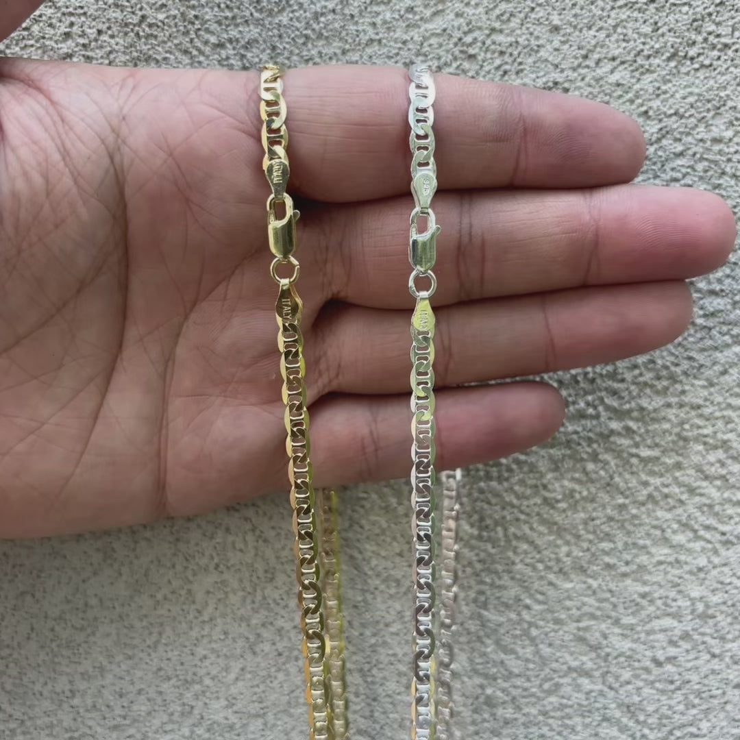 925 Sterling Silver 4mm Mariner Chain Necklace