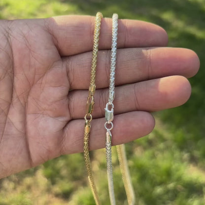 925 Sterling Silver 3mm Rock Chain Necklace