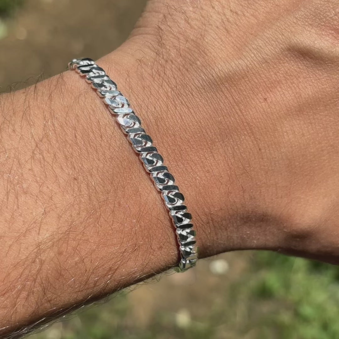 925 Sterling Silver 5mm Dollar Link Bracelet