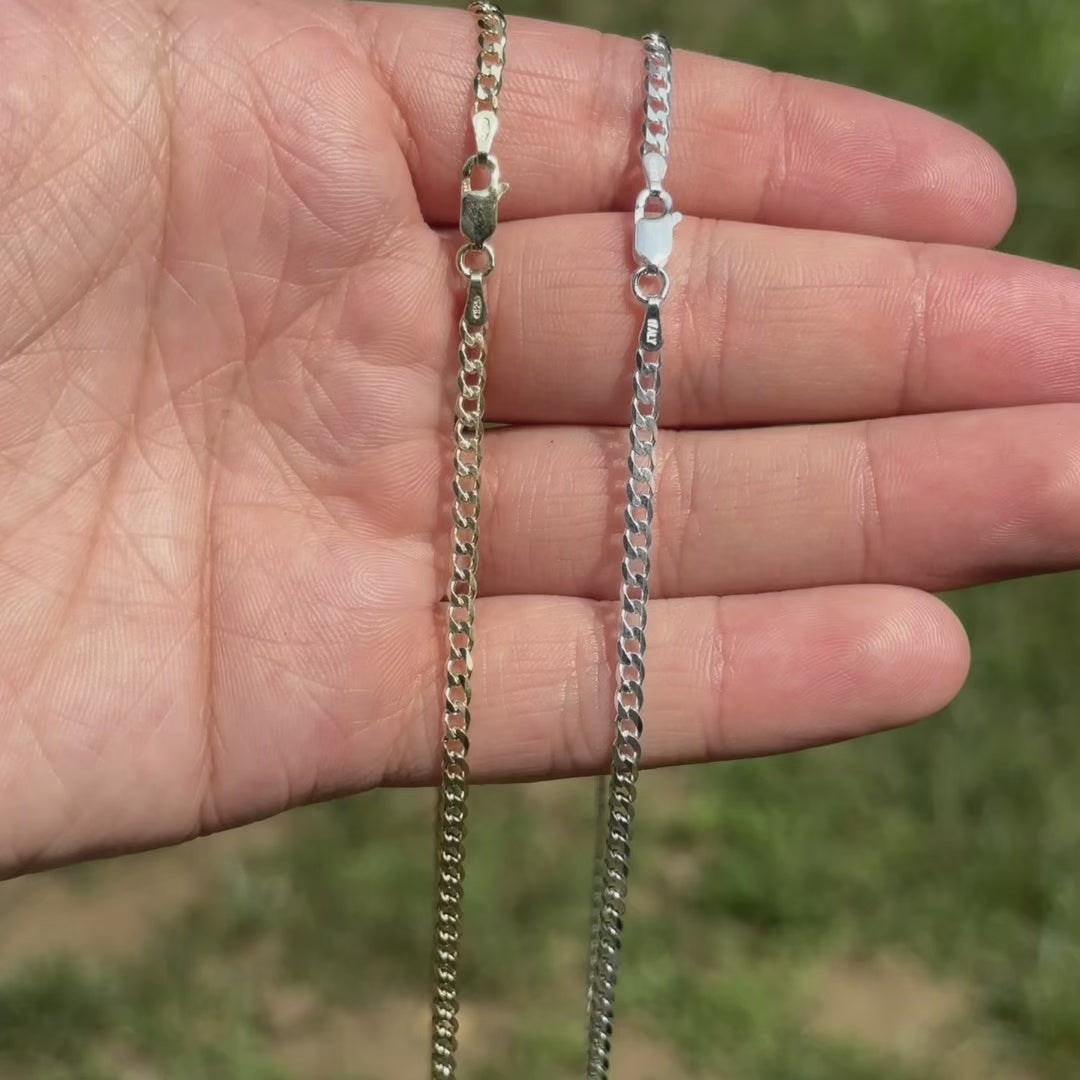 925 Sterling Silver 3mm Curb Chain Necklace