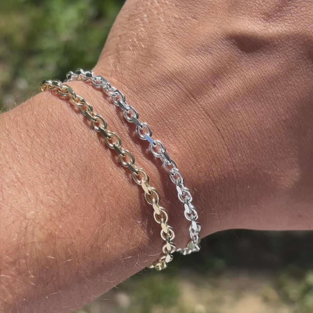 925 Sterling Silver 4mm Anchor Cable Bracelet