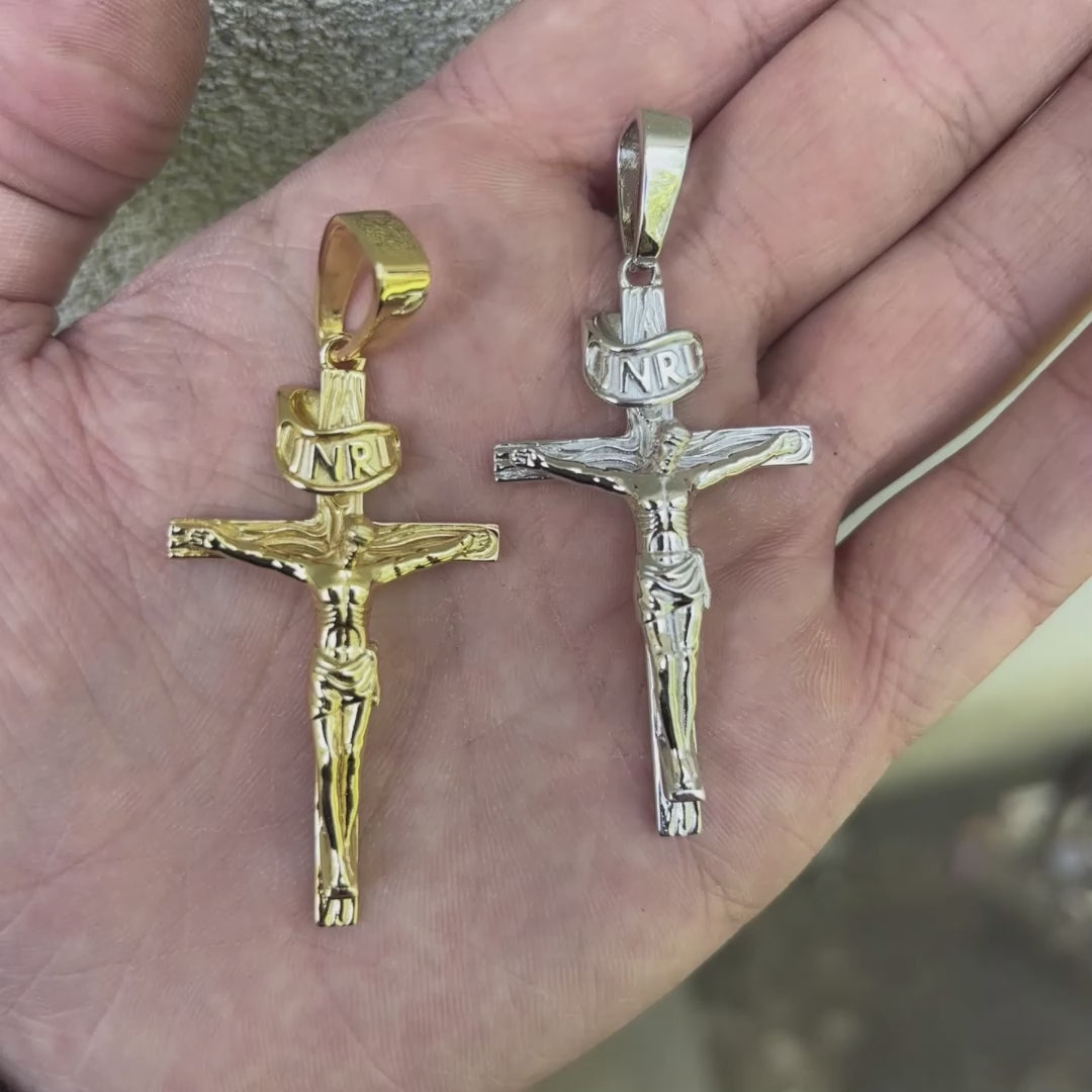 925 Sterling Silver Crucifix Cross Pendant - Large