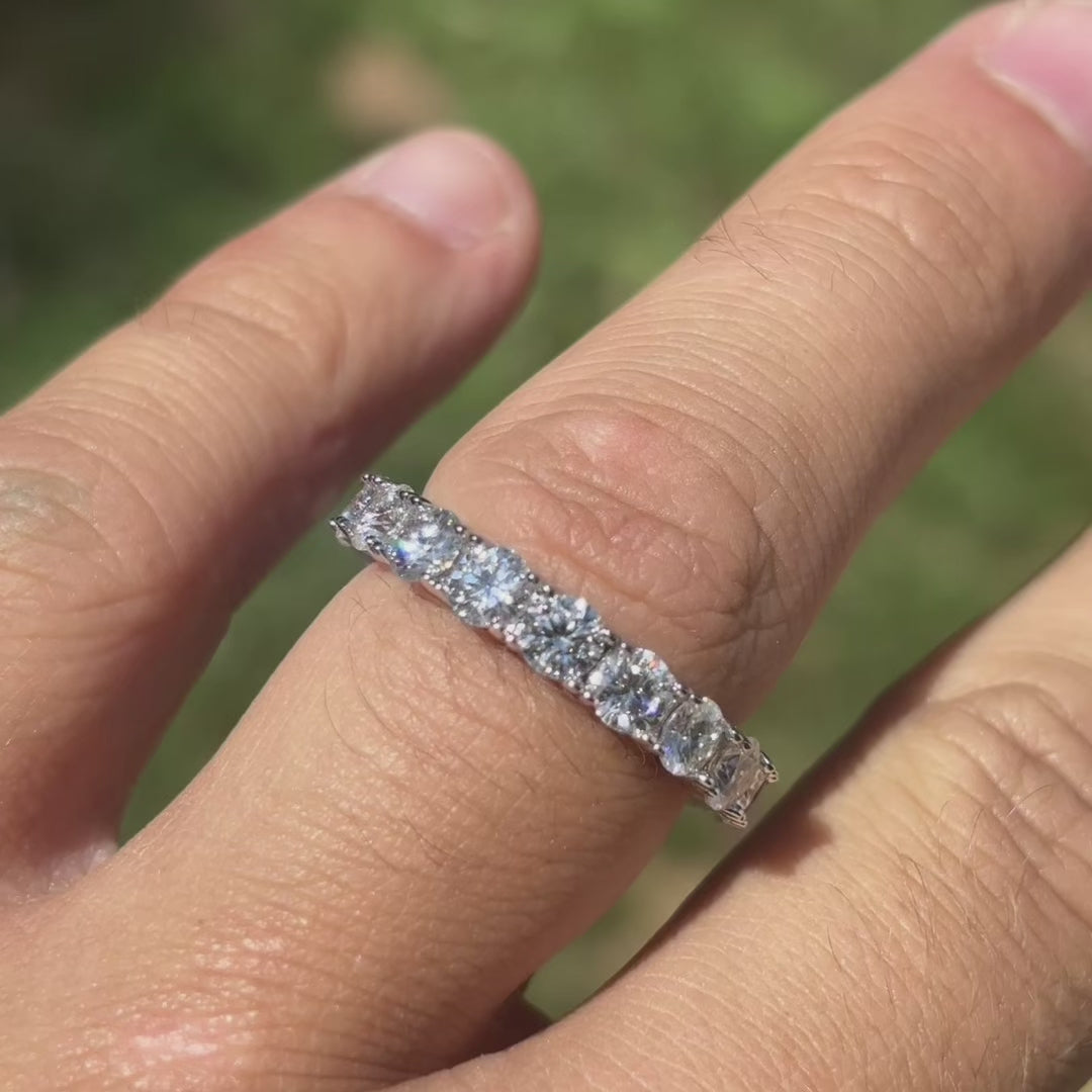 925 Sterling Silver 4mm Moissanite Wedding Band Eternity Ring