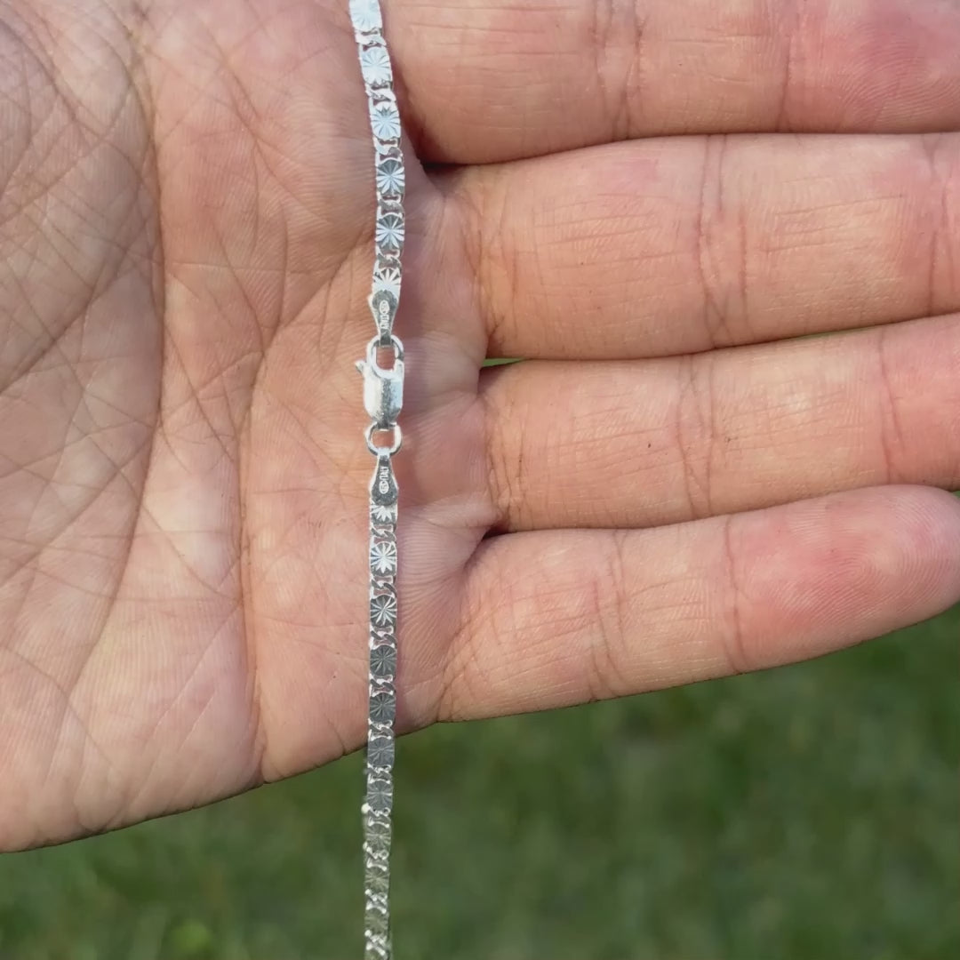 925 Sterling Silver 3mm Valentino Chain Necklace