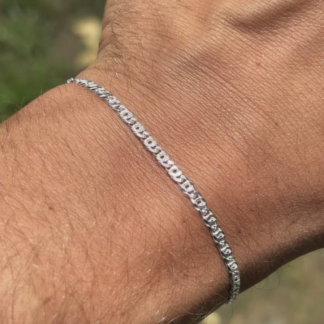 925 Sterling Silver 2.5mm Tiger Eye Bracelet